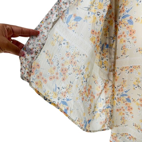 Band Of Gypsies Women Open Front Floral Kimono Cardigan SZ XS/S 100% Polyester - Picture 10 of 11